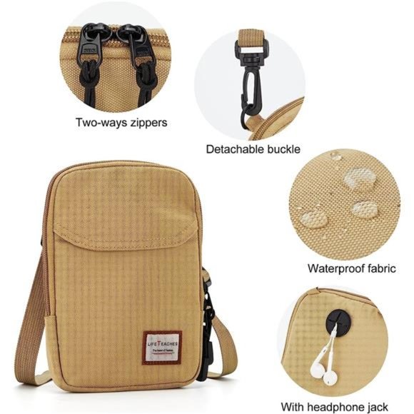 Small Crossbody Bag for Men, Mini Messenger Bag Shoulder Bag for Phone Passport - Picture 6 of 6
